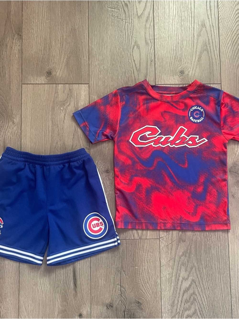 MLB Chicago Cubs 4T Toddler Red Royal Pinch Hitter Infielder T-Shirt Shorts Set